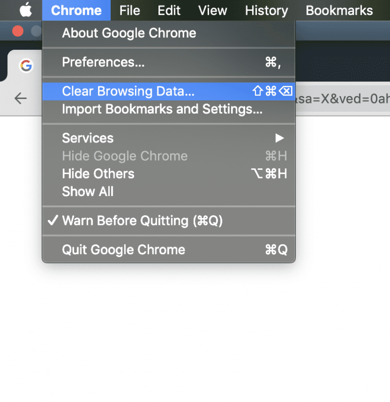 mac google chrome clear cache